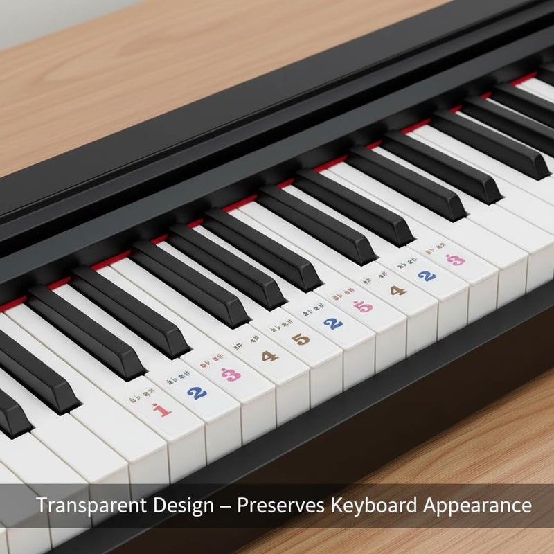 SUPVOX Piano Keyboard Stickers for 61 Keys Transparent Colorful Numbered Decals Removable Adhesive Learning Tool for Beginner Kids and Adults - Image 3